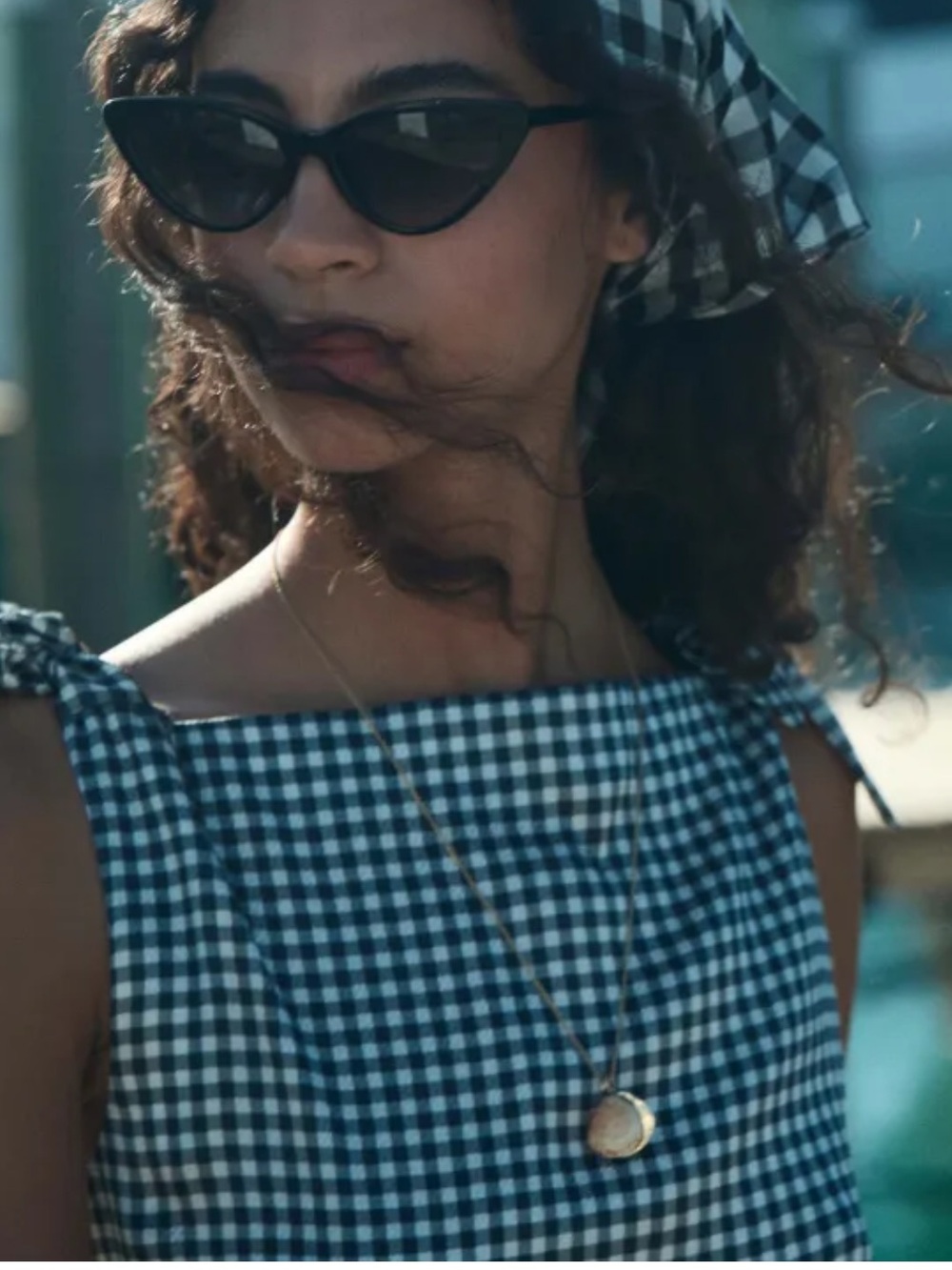 Doen Liriel Top Navy Valencia Gingham silk XS - Picture 4 of 5